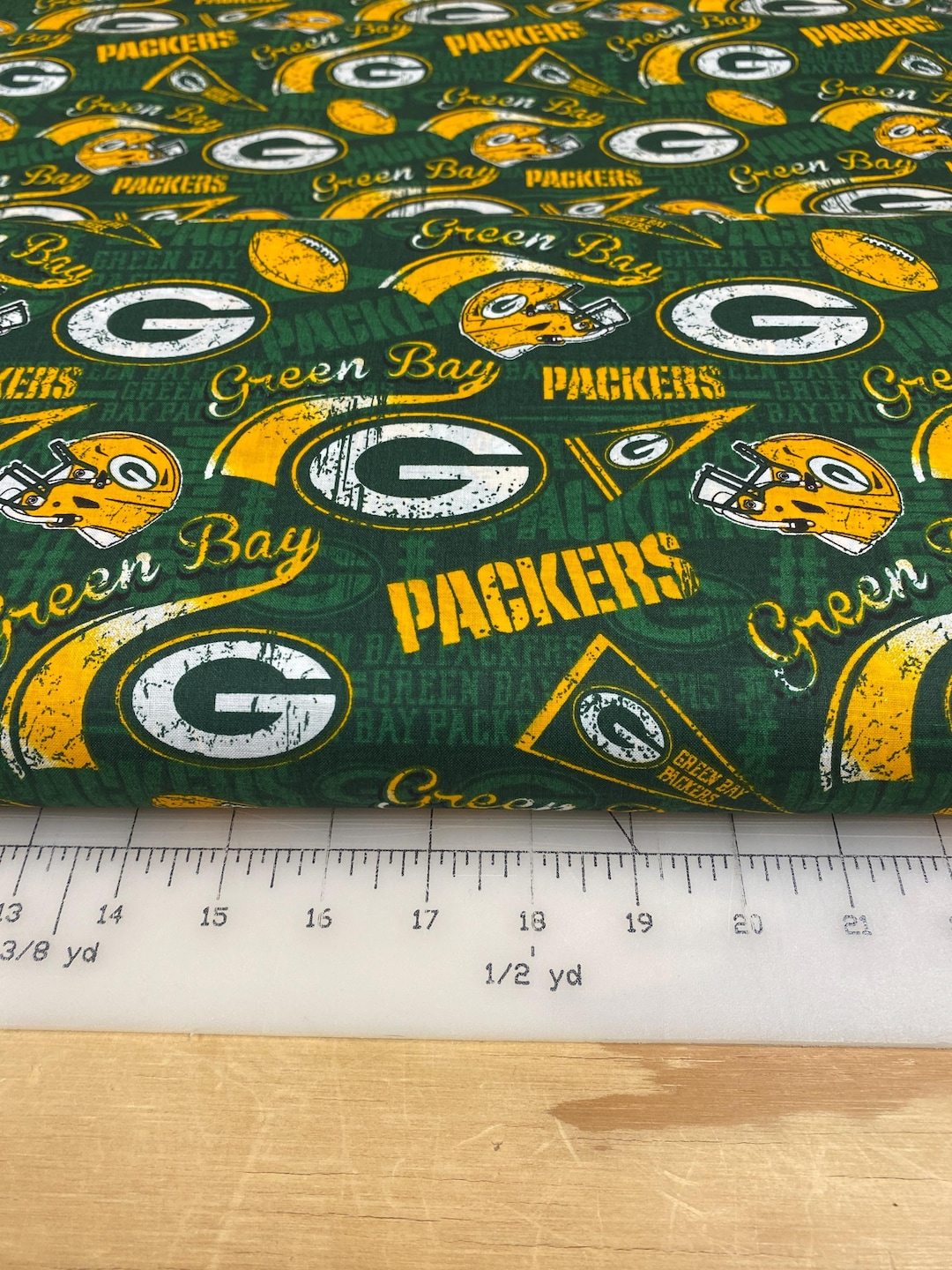 Green Bay Packer Cotton Fabric, 58 Inch Extra-wide...sold in 1/2 Yard ...