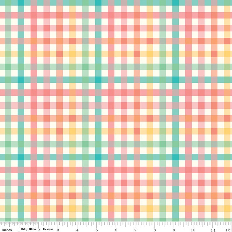 Gingham Cottage Multi Colored Gingham Yardage Fabric by Heather