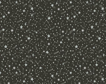 Twas New Fallen Snow Charcoal Sparkle by Jill Howarth for Riley Blake Designs...Yardage..Sold in 1/2 yard increments