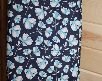 Blue Floral Fabric,   100% Cotton Fabric.  Sold by the 1/2 yard.