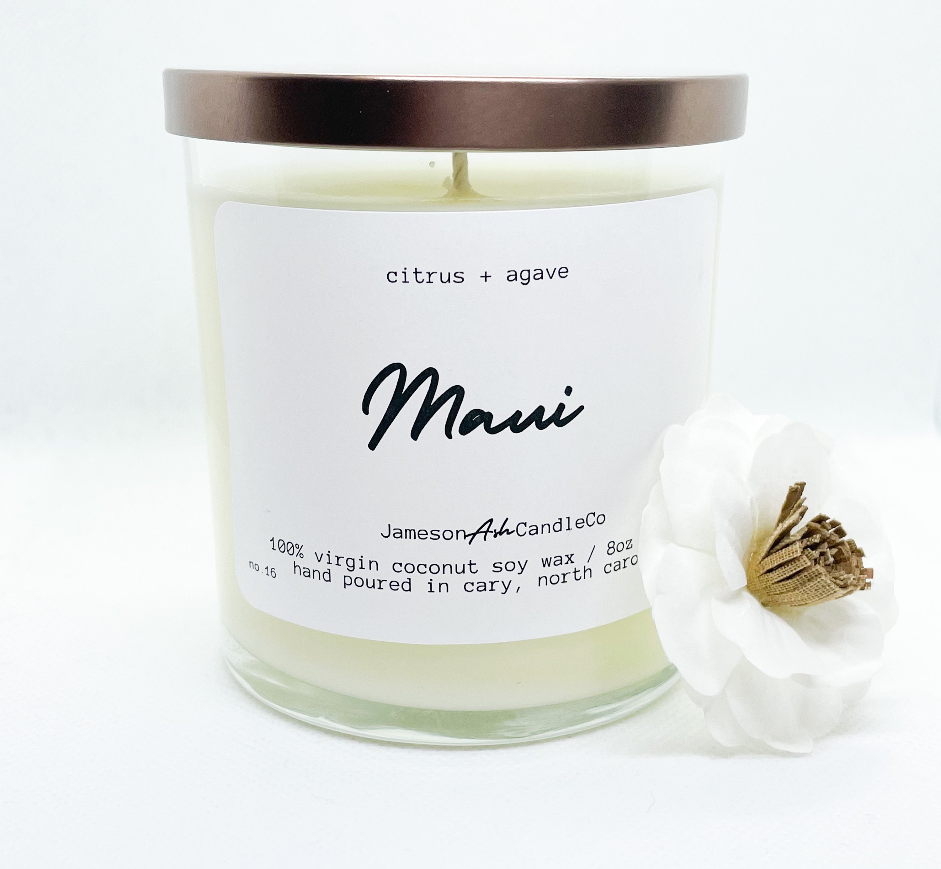 Citrus & Agave Scented Candle, 8oz. Soy Candle, Handmade Candle