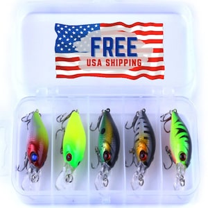 SET OF 5 Handmade Crankbait Fishing Lure Fishing bait Pike Perch Bass Lure for Predatory fish Daddy Gift Grandpa Boyfriend Father Brother