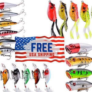 5x High Quality Fishing Lures Frog NEW NEON Topwater Crankbait