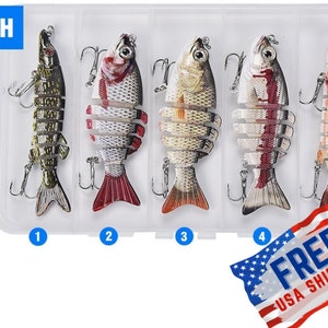 SET OF 5 Handmade Multi-Jointed Fishing Lure set crankbait swimbait life-like assorted lures Fisherman gift Hard bait Pike perch zander Bass