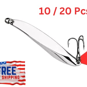 SET OF 10/20  Handmade silver wedge fishing lures for bass perch pike zander tarpon muskie saltwater freshwater predator lure perfect gift