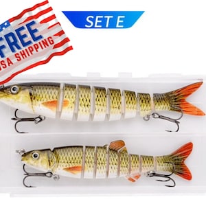 SET OF 2 Handmade Multi-Jointed Fishing Lure set crankbait swimbait life-like assorted lures Fisherman gift Hard bait Pike perch zander Bass