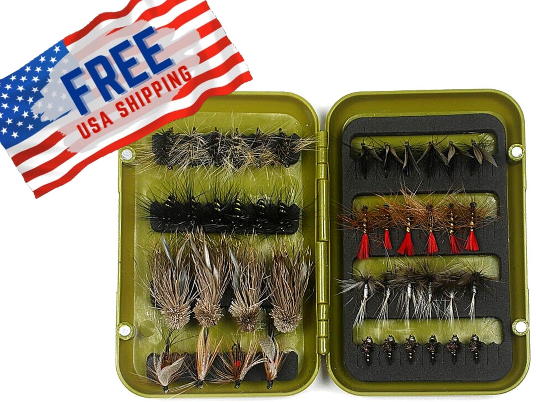 44pcs Handmade Fly Selection Box High Quality Fishing Fly Dry and Wet for  Trout Rainbow Trout Salmon Char Grayling River Lake Dam Stream 