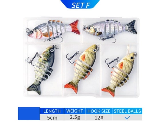 SET OF 5 Handmade Multi-jointed Fishing Lure Set Crankbait Swimbait  Life-like Assorted Lures Fisherman Gift Hard Bait Pike Perch Zander Bass -  Etsy