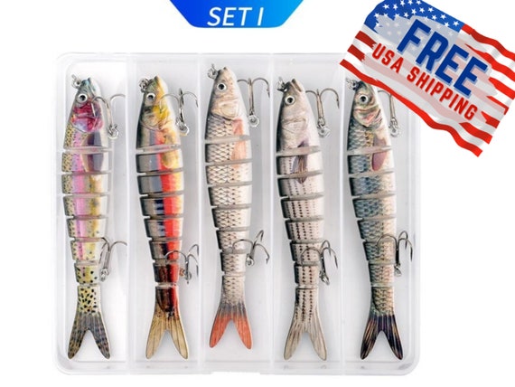 SET OF 5 Handmade Multi-jointed Fishing Lure Set Crankbait Swimbait Life-like Assorted Lures Fisherman Gift Hard Bait Pike Perch Zander Bass - Etsy SET OF 5 Handmade Multi-jointed Fishing Lure Set Crankbait Swimbait Life-like Assorted Lures Fisherman Gift Hard Bait Pike Perch Zander Bass - Etsy