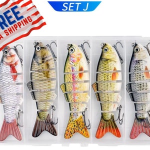 SET OF 5 Handmade Multi-Jointed Fishing Lure set crankbait swimbait life-like assorted lures Fisherman gift Hard bait Pike perch zander Bass