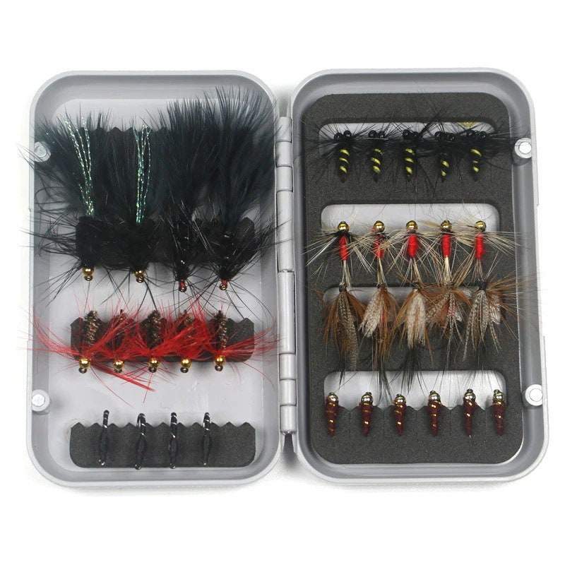 34pcs Handmade Fly Selection Box High Quality Fishing Fly Dry and Wet for  Trout Rainbow Trout Salmon Char Grayling River Lake Dam Stream 