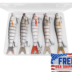 SET OF 5 Handmade Multi-Jointed Fishing Lure set crankbait swimbait life-like assorted lures Fisherman gift Hard bait Pike perch zander Bass