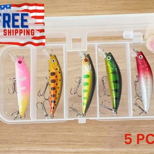 SET OF 5 Handmade Crankbait Fishing Lure Fishing bait Pike Perch Bass Lure for Predatory fish fathers day grandad brother uncle birthday