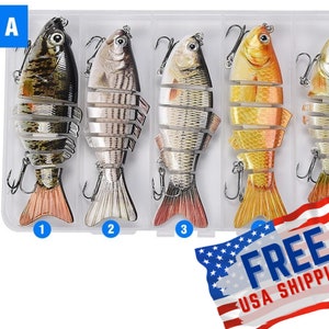 SET OF 5 Handmade Multi-Jointed Fishing Lure set crankbait swimbait life-like assorted lures Fisherman gift Hard bait Pike perch zander Bass
