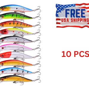 Set of 10 Handmade Minnow floating crankbait lures bait fishing lure fishing gift musky lunge pike zander bass perch red fish fathers day