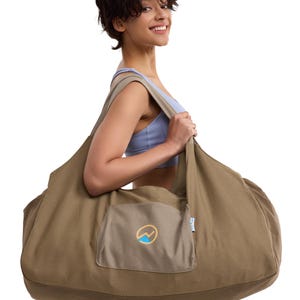 Extra Large Yoga Mat Bag: 12 Oz Canvas Tote with Zipper Pockets