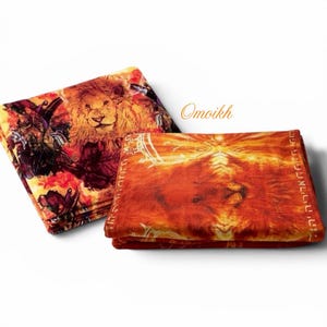 WE Are ONE and  Spirit & Fire -prophetic christian bible verse scarf, scriptural long prayer shawl, orange colour scarf with lion- Matt28:20