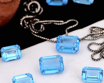 5x7mm-10x14mm Octagon Topaz Swiss Blue Nano Crystal Heat Resistant