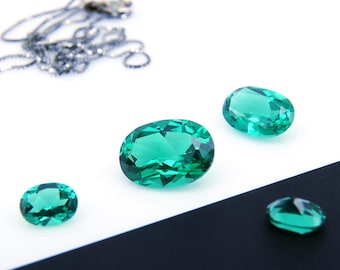 Oval Smaragd Grün Bläulich Licht Hitzebeständige Künstliche Smaragd Lab Stein GrL5