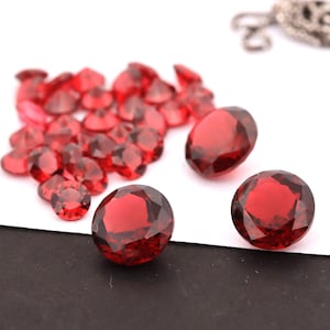 Dark Ruby Nano Crystal Gemstone: Round Cut Lab Grown Artificial Loose Gemstone (4.0-15.0mm #RBD)