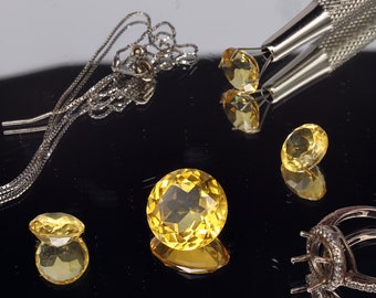 Rund Citrin Gelb Golden Nano Kristall Hitze Beständiger Synthetischer Stein 5.5-15.0 mm CGL