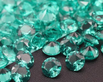 Emerald Round Blue Medium Nano Crystal Heat Resistant Artificial Lab Grade Stone 3-12mm