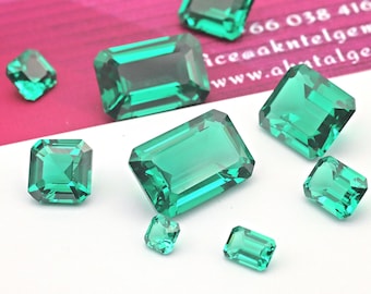 Emerald Octagon Cut Green Medium Color Nano Crystal Heat Resistant Synthetic Lab Grade Stones