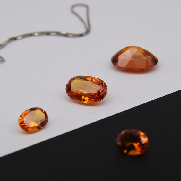 Lab Created Citrine Palmeira Nano Crystal Heat Resistant Orange Amber Nano Citrine Oval Cut (#CM)