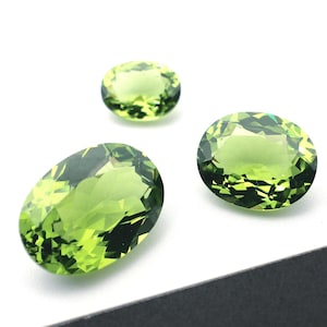 Peridoto ovalado, nanocristal verde intenso, piedra preciosa artificial de laboratorio resistente al calor, 2 x 3 mm - 10 x 14 mm Pr6
