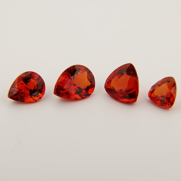 Trillion and Pear Hand Cut Madeira Citrine Nano Crystal Orange Red Loose Stones Nano Citrine Orange Amber #CD4