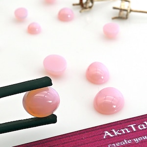 Cabujón ovalado de ópalo lechoso rosa con nanocristales, resistente al calor, gema de laboratorio de ópalo simulado #Pk117