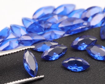 Sapphire Marquise Very Dark Blue Nano Crystal Heat Resistant Synthetic Lab Loose Stone (#SpVD)