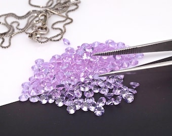 Round Cut Kunzite Light Nano Crystal Heat Resistant Synthetic Gemstone 1.5-5.5mm #KzL