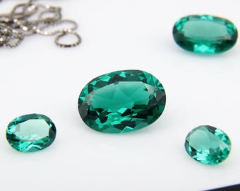 Emerald Oval Blueish Color Nano Crystal Simulated Heat Resistant Lab Stone (4x6mm-10x14mm
