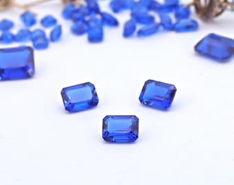 Octagon Sapphire Intense Blue Medium Nano Crystal Heat Resistant Synthetic Stone #SpM 4x4mm-10x15mm