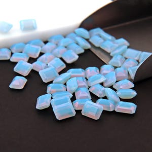 Octagon Cut Opal Milky Blue Nano Crystal Heat Resistant Aqua Blue Fire Opal Nano Synthetic Chalcedony Blue Loose Gemstone
