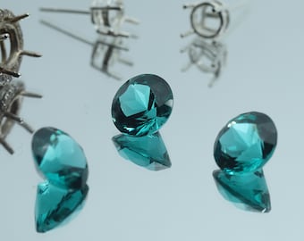 Tourmaline Round Seafoam Green Paraiba Nano Crystal Heat Resistant Synthetic Stones (4-15mm)