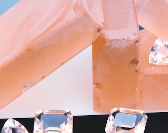 Morganite Rough Peachy Pink Color Nano Crystal Synthetic Lab Loose Gemstone For Jewelry