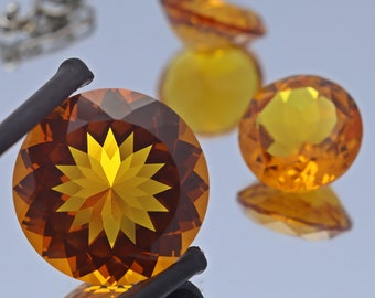 10-25mm Golden Citrine Heat Resistant Nano Gems Crystal Round Excellent Cut