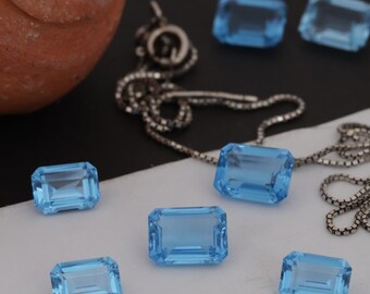 5x7mm-10x14mm Octagon Topaz Swiss Blue Nano Crystal Heat Resistant