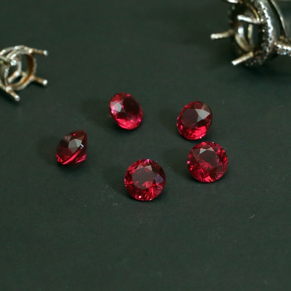 3.0~14.0mm Lab Created Ruby Nano Crystal Gems Heat Resistant Ruby Loose Stones Calibrated Size Round Cut (#RBVD)