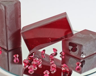 Raw Light Ruby Nano Crystal Gemstone Heat Resistant Faceting Rough Artificial Ruby Loose Simulated Ruby Stones (#RBL Cutting Sizes 3mm Up)