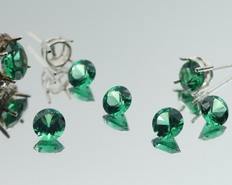 6.0, 6.25, 6.5mm Emerald Green Light Nano Crystal Gem Heat Resistant Loose Stones Round Cut 5A