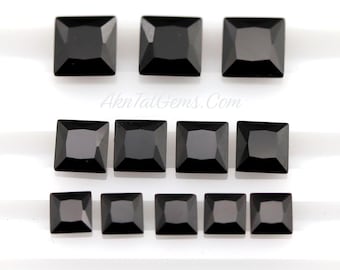 Quadratischer Prinzen Onyx Schwarz Nano Kristall Hitzebeständiger künstlicher Onyx Lab Edelstein (4/5/6 mm) #BK6