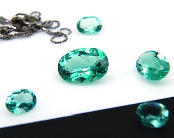 Oval Smaragd Grün Bläulich Sehr leicht Nano Kristall Ofen Proof Synthetischer Smaragd Lab Stein 5 x 7 mm -13 x 18 mm