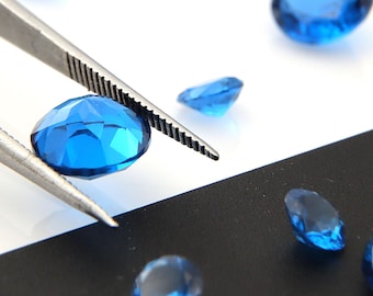 Topaz Round Cut Dark Blue Nano Crystal Heat Resistant Artificial Topaz Lab Stone 4-10mm
