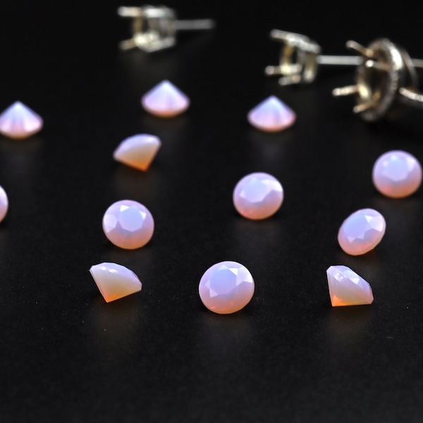 4.0~10.0mm Milky Pink Nano Crystal Gems Heat Resistant Milky NANO Pink Loose Stones Round Cut