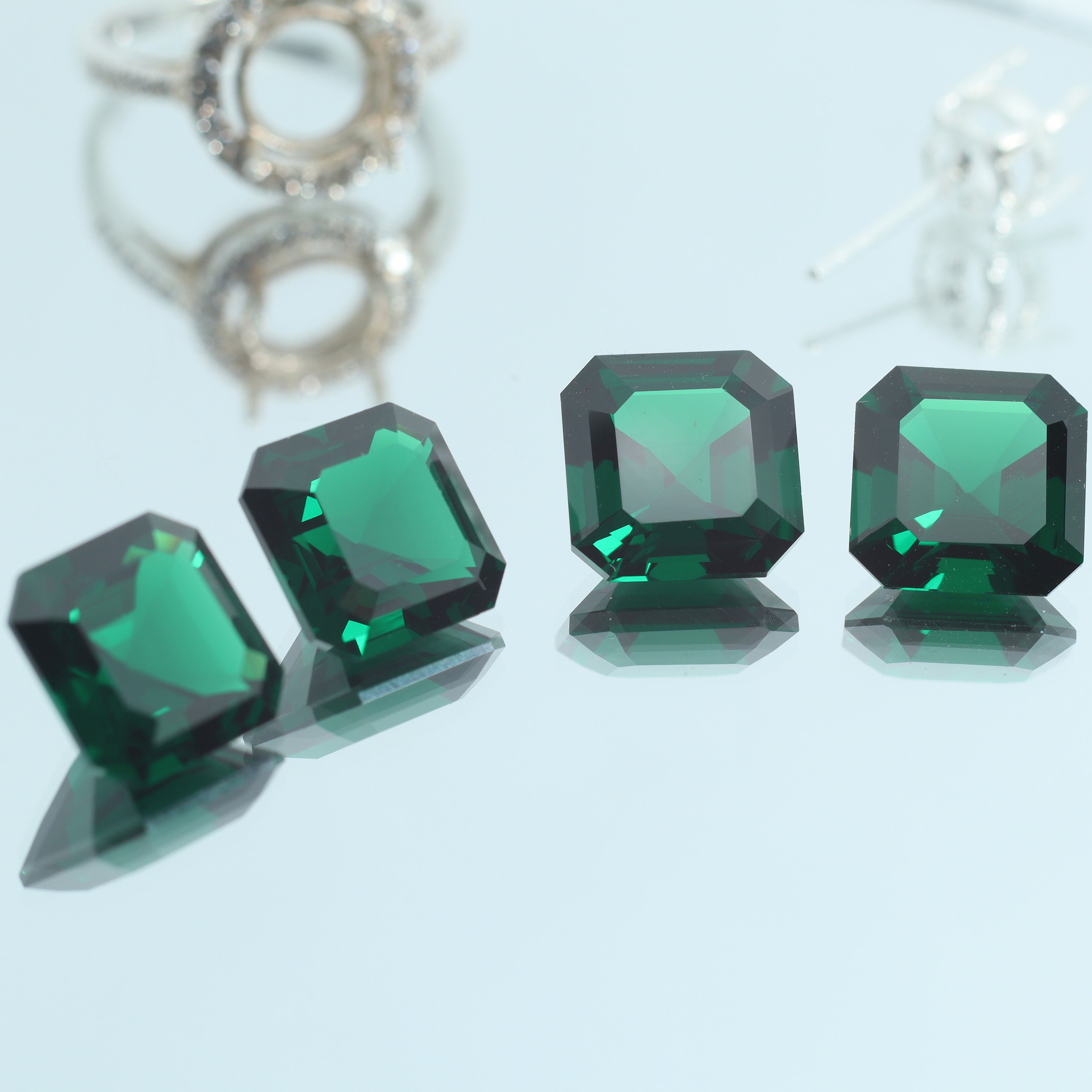 【ꫛꫀꪝ】#797　K16GP　グリーンバンデットアゲート　リーフ 4x4mm-10x15mm Excellent Step Octagon Cut Very Dark Emerald