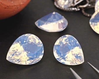 6 x 8 mm-12 x 16 mm Pear Opal White Nano Kristall Hitze Beständiger Künstlicher Mondstein Nano Lab Edelstein
