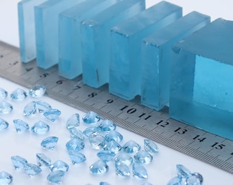 Aquamarine Rough Light Blue Nano Crystal Faceting Grade Synthetic Lab Gemstone